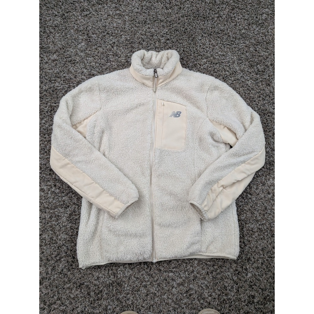 New Balance Sherpa Fleece Full Zip Jacket Cream Women's‎ Medium